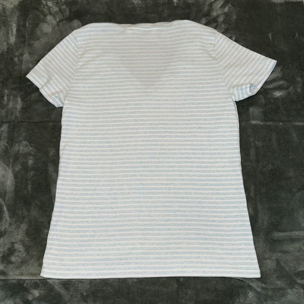Vineyard Vines T-Shirt Womens Small Light Blue White Striped V-Neck Short Sleeve - Picture 2 of 6